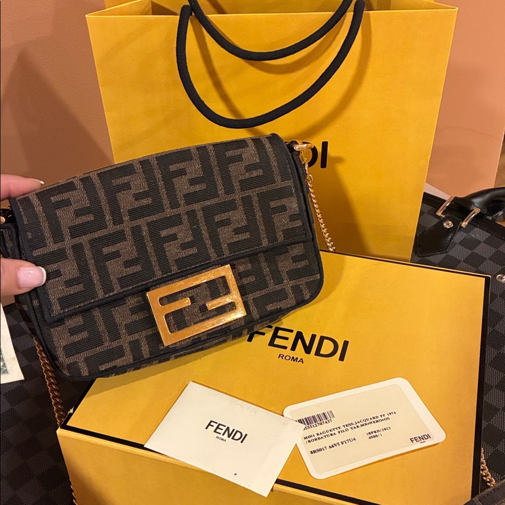 FENDI Handbag Zucca Mini Bag Brown